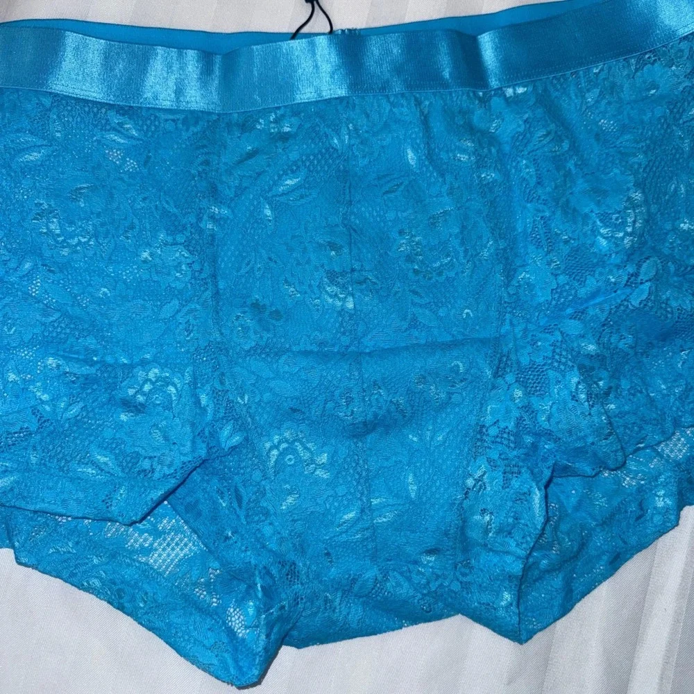 Cosabella Never Say Never Lace Trunk‎ Shorts Blue size L NWT